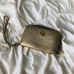 Tory Burch Gold Wristlet Wallet